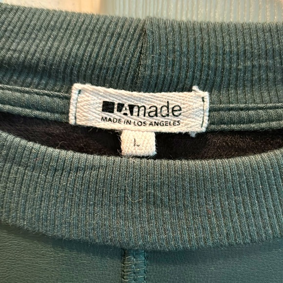 LAMade vegan leather long sleeve top in forest green, size Large. - Picture 4 of 5